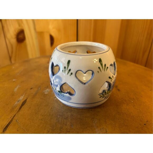 Delft Blue Tea Light Candle Holder Windmill Hearts Hand Painted Dutch Votive Hol - Picture 3 of 7